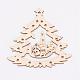 未染色の木製ペンダント  クリスマスツリー  アンティークホワイト  99x99x3mm  穴：2x4mm WOOD-K005-03-1