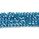透明電気メッキガラスビーズ連売り  パール光沢メッキ  多面カット  双円錐形  スチールブルー  3.5mm  約108~123個/連  12.76~14.61インチ（32.4~37.1cm） GLAA-F029-3mm-C01-1