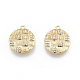Ion Plating(IP) Brass Micro Pave Clear Cubic Zirconia Charms KK-C006-19G-2