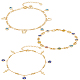 Anattasoul 3 pièces 3 style papillon & croix & émail mauvais œil charme bracelets de cheville ensemble AJEW-AN0001-06-1
