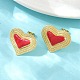 Серьги-гвоздики в форме сердца из латуни и эмали EJEW-L273-01G-02-3
