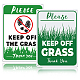 GLOBLELAND 2 Pack Keep Off The Grass Caution Signs Grass Signs Aluminum Grass Warning Signs Metal Grass Safety Signs DIY-GL0003-64A-1