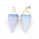 Bicone Opalite Pendants with Silver Tone Brass Findings G-P053-P26I-1