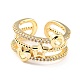 Brass Micro Pave Clear Cubic Zirconia Cuff Rings X-RJEW-K233-61G-1