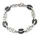 Bracelet chaîne à maillons ovales et losanges en acier inoxydable bicolore 304 BJEW-B078-19BP-1