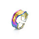 Colore arcobaleno 304 anello a polsino irregolare in acciaio inossidabile RJEW-N038-039M-3