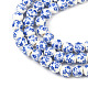 Chapelets de perles en céramique imprimées de fleurs manuelles PORC-M006-8mm-10-3