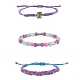 Набор браслетов с плетеным шнуром из вощеной полиэфирной нити BJEW-SW00032-03-1