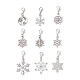 9 шт. подвесные украшения в виде рождественских снежинок из сплава HJEW-JM04451-1