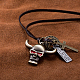 Adjustable Men's Zinc Alloy Pendant and Leather Cord Lariat Necklaces NJEW-BB15998-4