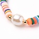 Bracelets extensibles de perles heishi en argile polymère BJEW-JB05707-04-2