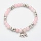Naturelle quartz rose éléphant perles bracelets breloque stretch BJEW-JB01974-01-1