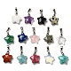 Natural & Synthetic Mixed Gemstone Star Charms with Platinum Plated Brass Snap on Bails KK-C034-04P-1