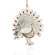 Antique Silver Alloy Rhinestone Peacock Necklace Large Pendants ALRI-J042-01AS-2