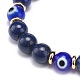 Lapis-lazuli naturel (teint) et bracelet extensible perlé mauvais œil au chalumeau BJEW-JB08713-05-5