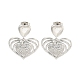 Серьги-гвоздики из латуни в форме сердца с прозрачным фианитом и паве EJEW-M258-66P-1