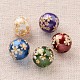 Flower Picture Printed Glass Round Beads GLAA-J089-10mm-B-1