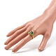 Anillo de dedo de perlas de vidrio facetado electrochapado RJEW-TA00014-02-3