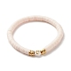 Handgefertigte Heishi-Perlen-Stretcharmbänder aus Fimo mit Herzmuster-Perlen für Frauen BJEW-JB07449-14