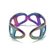 Rainbow Color Ion Plating(IP) 304 Stainless Steel Hollow Open Cuff Ring for Women RJEW-A005-13-3