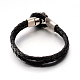 Skull 304 Stainless Steel Leather Cord Bracelets BJEW-N262-07-3