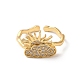 Cloud with Sun Brass Micro Pave Cubic Zirconia Cuff Rings RJEW-P088-01G-2