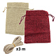 黄麻布ラッピングポーチ巾着袋  ジュートより糸付き  ミックスカラー  13.5x9.5cm  24個/セット ABAG-YW0001-01-1
