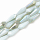 Galvanisieren undurchsichtige feste Farbe Glasperlen Stränge X-EGLA-T008-12F-1