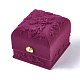 Cajas de joyería de anillo de terciopelo con patrón de flor rosa VBOX-O003-03-2