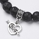 Natural Lava Rock Beads Charm Bracelets BJEW-O161-20-2