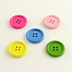 4-Hole Dyed Flat Round Wooden Buttons BUTT-Q032-63B-1