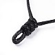 調節可能な韓国のワックスポリエステルコードネックレス作り  ブラック  33.7インチ（85.6cm）  1mm AJEW-JB00493-01-2