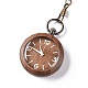 真鍮製のカーブチェーンとクリップが付いた黒檀の懐中時計  男性用フラットラウンド電子時計  ココナッツブラウン  16-3/8~17-1/8インチ（41.7~43.5cm） WACH-D017-A01-04AB-2