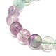 Natural Fluorite Round Beads Stretch Bracelet BJEW-JB07235-02-4