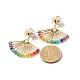 Fan Shape Glass Beads Dangle Stud Earrings for Girl Women EJEW-TA00012-3