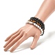 Ensemble de bracelets extensibles en perles rondes avec pierres précieuses naturelles de style 4pcs 4 pour femmes BJEW-JB08184-3
