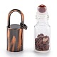 ガラスローラーボトル  天然宝石用原石のローラーボールとチップを使用  エッセンシャルオイルの香水瓶  赤銅真鍮のボトルキャップ  62.5x16mm  穴：10x14mm  丸カン：8x1ミリ G-F701-01-3