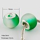 Two Tone Large Hole Rondelle Rubberized Glass European Beads X-GPDL-Q011-05A-1