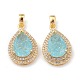 Golden Plated Brass Micro Pave Clear Cubic Zirconia Pendants ZIRC-F123-01D-2