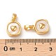 Brass Pave Shell Square Charms KK-P239-12G-3