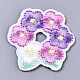 花のアップリケ  機械刺繍布地手縫い/アイロンワッペン  マスクと衣装のアクセサリー  プラム  32.5x32.5x1.5mm X-DIY-S041-051B-1