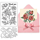 BENECREAT 2pcs Peony Flower and Leaves Clear Stamps with Carbon Steel Cutting Dies Stencils for DIY Scrapbooking DIY-BC0005-82-1