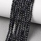 Natürliche schwarze Saphirperlenstränge&nbsp;G-P625-3mm-01-1