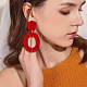 ANATTASOUL 4 Pairs 4 Colors Hollow Oval Acrylic Dangle Stud Earrings for Women EJEW-AN0004-36-6