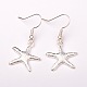 Dangling Tibetan Style Starfish/Sea Stars Earrings EJEW-JE01232-1