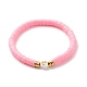 Handgefertigte Heishi-Perlen-Stretcharmbänder aus Fimo mit Herzmuster-Perlen für Frauen BJEW-JB07449-10