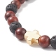 4 pièces 4 couleurs bois naturel et roche de lave et alliage corss ensemble de bracelets extensibles perlés BJEW-JB08816-5