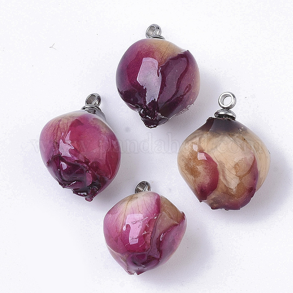 Wholesale Handmade Natural Real Rose Dried Flower Pendants
