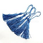 Decoraciones de borla de poliéster, decoraciones colgantes, azul medio, 130x6mm, borla: 70~90 mm