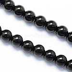 Round Natural Black Onyx Beads Strands, 6mm, Hole: 1mm, about 63pcs/strand, 15.7 inch